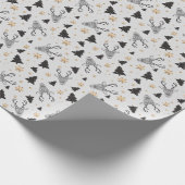 Moderne zwarte en witte kerst cadeaupapier (Hoek)