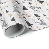 Moderne zwarte en witte kerst cadeaupapier (Rol Hoek)