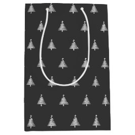 Moderne zwarte en witte kerst medium cadeauzakje