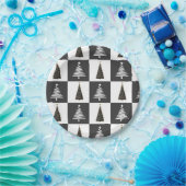 Moderne zwarte en witte kerst papieren bordje (Feest)