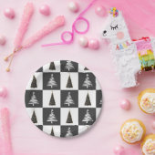 Moderne zwarte en witte kerst papieren bordje (Feest)