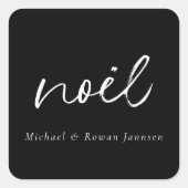 Moderne zwarte en witte kerst vierkante sticker (Voorkant)
