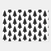 Moderne zwarte en witte kerstbomen inpakpapier vel (Voorkant 3)