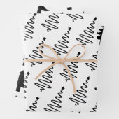 Moderne zwarte en witte kerstbomen inpakpapier vel (In situ)