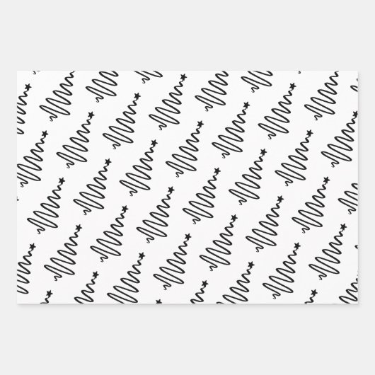 Moderne zwarte en witte kerstbomen inpakpapier vel (Voorkant)
