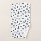 Moderne zwarte en witte kerstbomen Snowflakes Bad Handdoek (Handdoek)