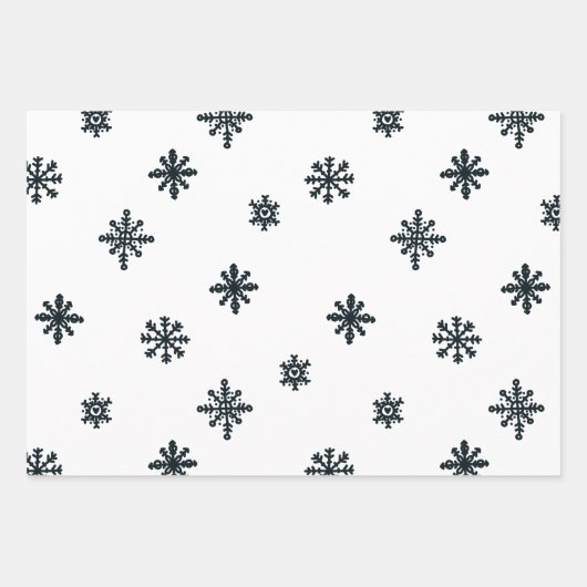 Moderne zwarte en witte kerstbomen Snowflakes Inpakpapier Vel (Voorkant)