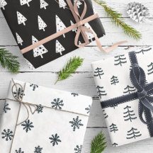 Moderne zwarte en witte kerstbomen Snowflakes