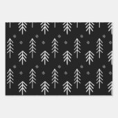 Moderne zwarte en witte kerstbomen sterren inpakpapier vel (Voorkant 2)