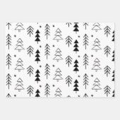 Moderne zwarte en witte kerstbomen sterren inpakpapier vel (Voorkant)