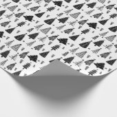 Moderne zwarte en witte kerstboom cadeaupapier (Hoek)