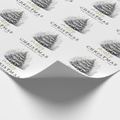 Moderne zwarte en witte kerstboom cadeaupapier (Hoek)