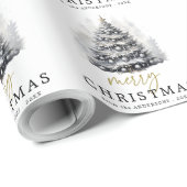 Moderne zwarte en witte kerstboom cadeaupapier (Rol Hoek)