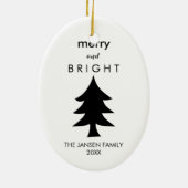 Moderne zwarte en witte kerstboom keramisch ornament (Achterkant)