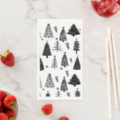 Moderne zwarte en witte kerstboom servet (Insitu)