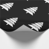 Moderne zwarte en witte kerstboomstructuur cadeaupapier (Hoek)