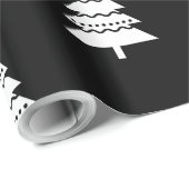 Moderne zwarte en witte kerstboomstructuur cadeaupapier (Rol Hoek)