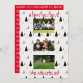 Moderne zwarte en witte kerstboomstructuur feestdagenkaart (Voorkant / Achterkant)