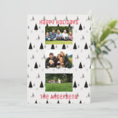 Moderne zwarte en witte kerstboomstructuur feestdagenkaart (Staand voorkant)