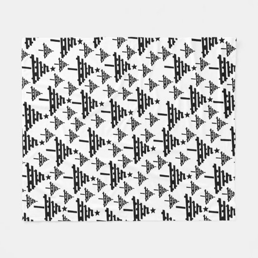 Moderne zwarte en witte kerstboomstructuur fleece deken (Voorkant (Horizontaal))