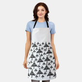 Moderne zwarte en witte kerstboomstructuur schort (Gedragen)