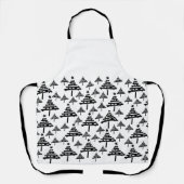 Moderne zwarte en witte kerstboomstructuur schort (Voorkant)