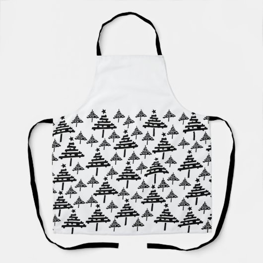 Moderne zwarte en witte kerstboomstructuur schort (Voorkant)