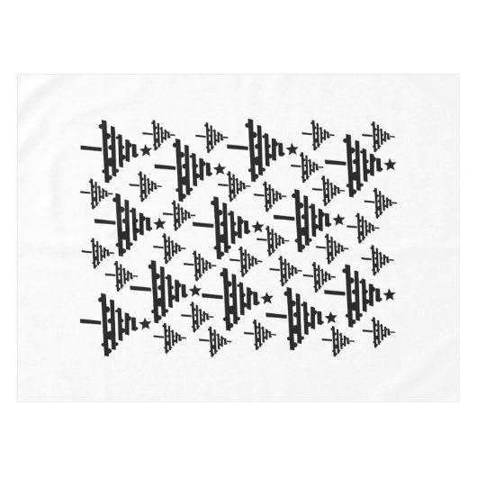 Moderne zwarte en witte kerstboomstructuur tafelkleed (Voorkant (Horizontaal))