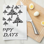 Moderne zwarte en witte kerstboomstructuur theedoek (Quarter Fold)