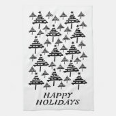 Moderne zwarte en witte kerstboomstructuur theedoek (Verticaal)