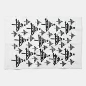 Moderne zwarte en witte kerstboomstructuur theedoek (Horizontaal)