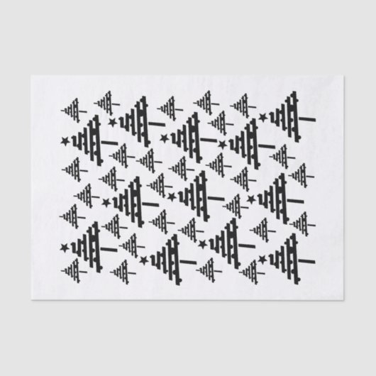 Moderne zwarte en witte kerstboomstructuur tissuepapier (Voorkant)