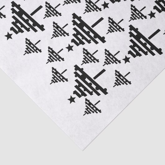 Moderne zwarte en witte kerstboomstructuur tissuepapier (Detail)