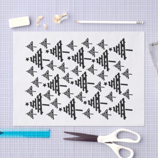 Moderne zwarte en witte kerstboomstructuur tissuepapier (Craft)