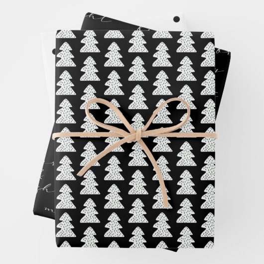 Moderne, zwarte en witte kerstcadeaupapier inpakpapier vel (In situ)