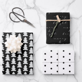 Moderne, zwarte en witte kerstcadeaupapier inpakpapier vel