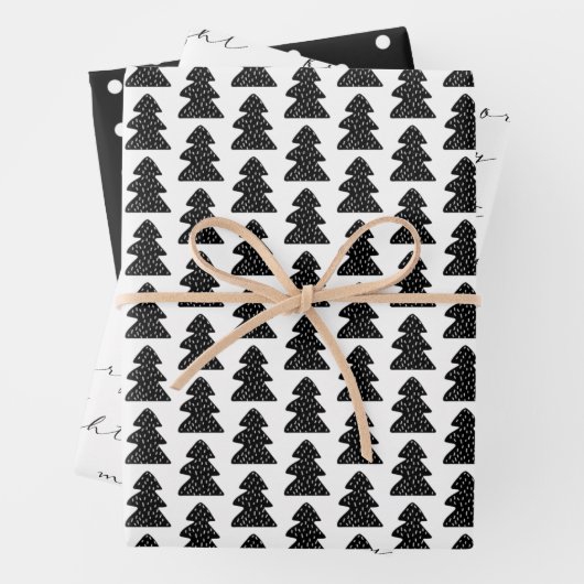 Moderne, zwarte en witte kerstcadeaupapier inpakpapier vel (In situ)