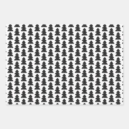 Moderne, zwarte en witte kerstcadeaupapier inpakpapier vel (Voorkant)