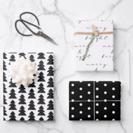 Moderne, zwarte en witte kerstcadeaupapier inpakpapier vel