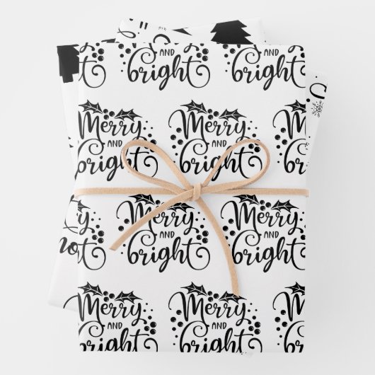 Moderne zwarte en witte kerstcitaten - Boom - cade Inpakpapier Vel (In situ)