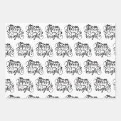 Moderne zwarte en witte kerstcitaten - Boom - cade Inpakpapier Vel (Voorkant)