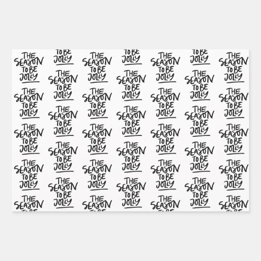 Moderne zwarte en witte kerstcitaten - cadeautjes inpakpapier vel (Voorkant 3)