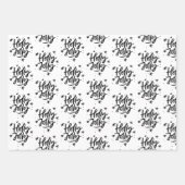 Moderne zwarte en witte kerstcitaten - cadeautjes inpakpapier vel (Voorkant 2)