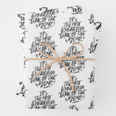 Moderne zwarte en witte kerstcitaten - cadeautjes inpakpapier vel (In situ)