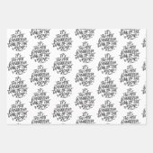 Moderne zwarte en witte kerstcitaten - cadeautjes inpakpapier vel (Voorkant)