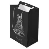 Moderne Zwarte en Witte Kerstmis Medium Cadeauzakje (Voorkant Gekanteld)