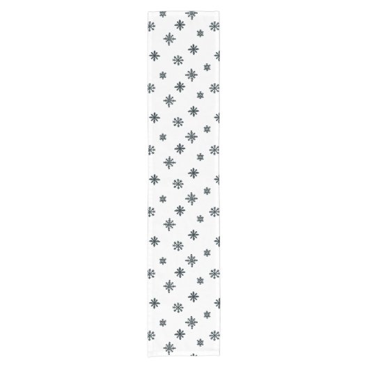 Moderne zwarte en witte kerstsnowflakes korte tafelloper (Voorkant)