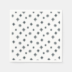 Moderne zwarte en witte kerstsnowflakes servet