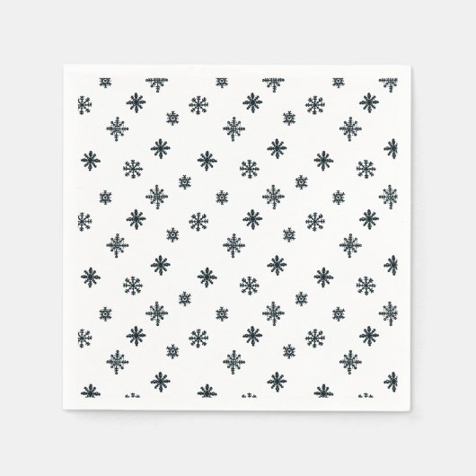 Moderne zwarte en witte kerstsnowflakes servet (Voorkant)