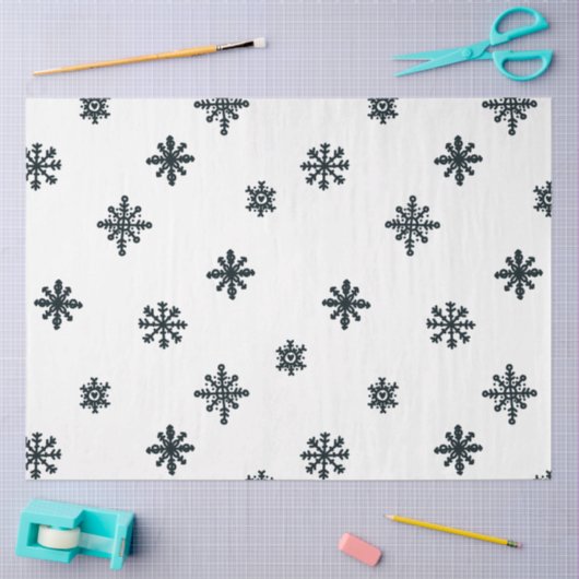 Moderne zwarte en witte kerstsnowflakes tissuepapier (Craft)